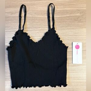 Yogalicious Black Ribbed Crop Tank